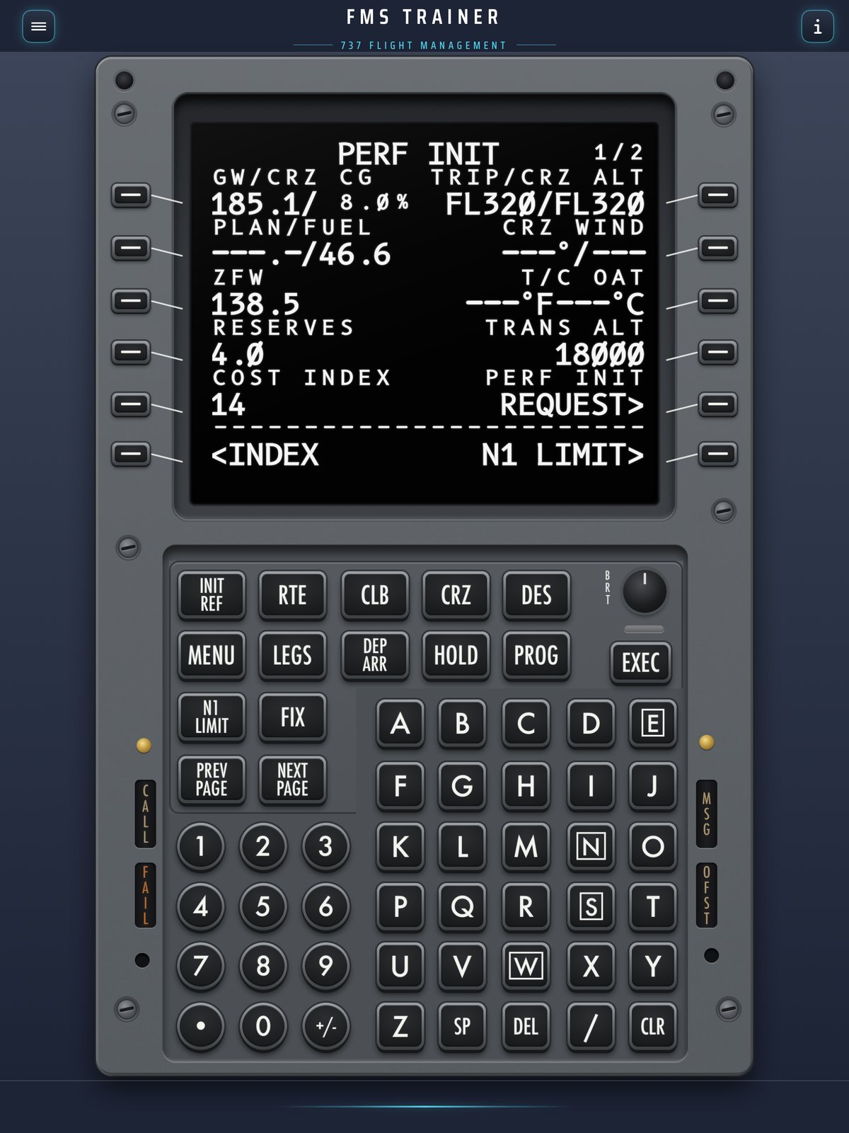 737 performance init page