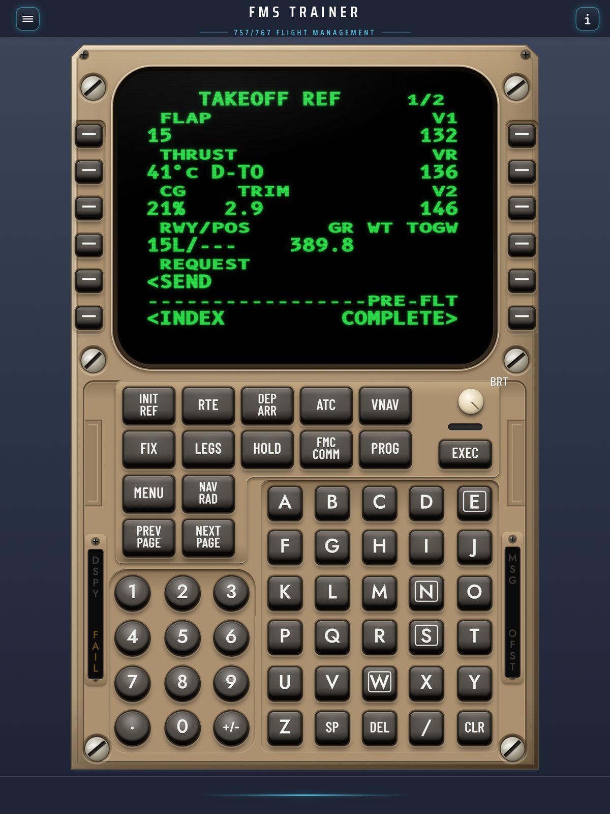 757/767 takeoff reference page