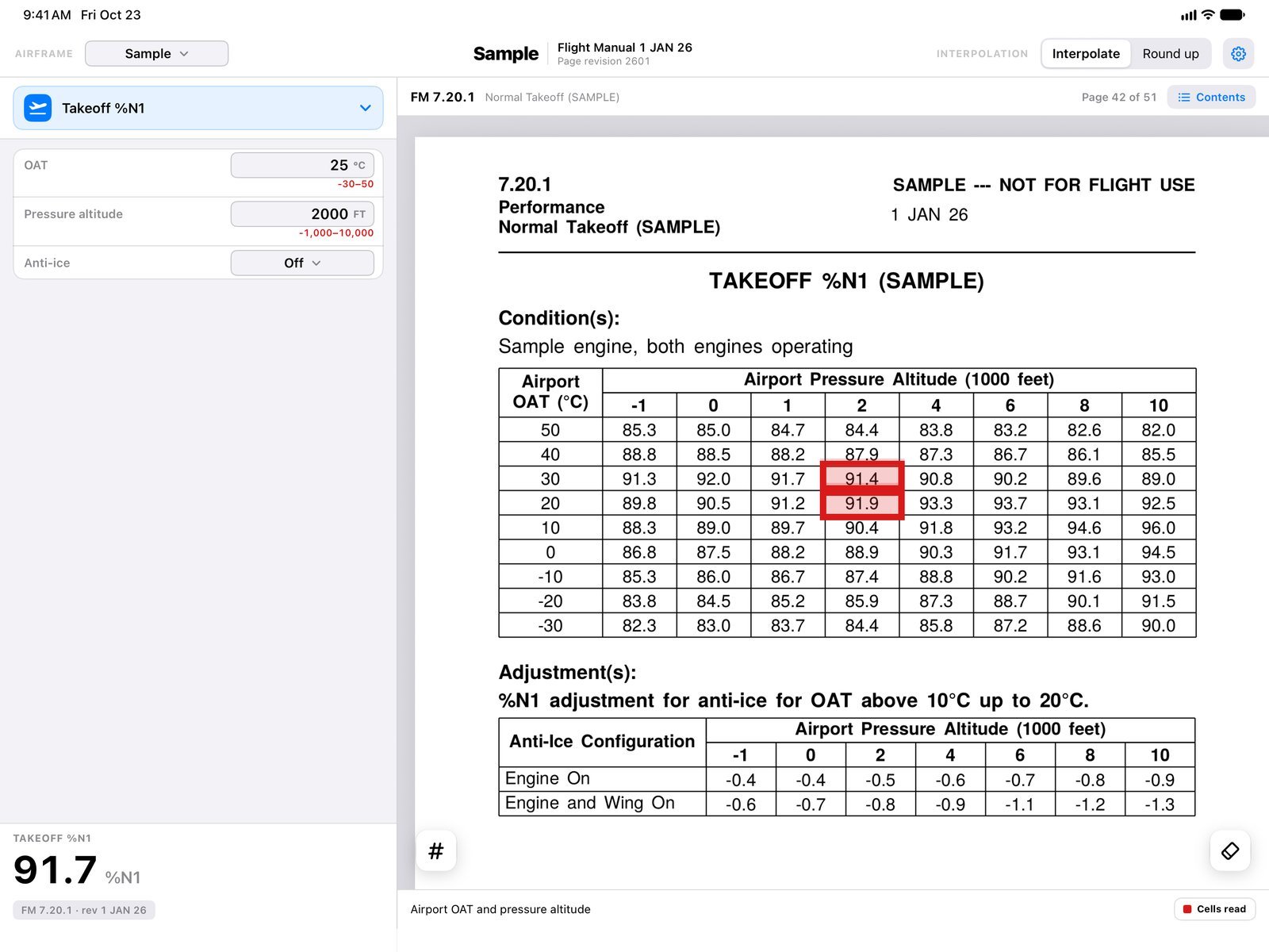 Takeoff thrust calculator showing its answer