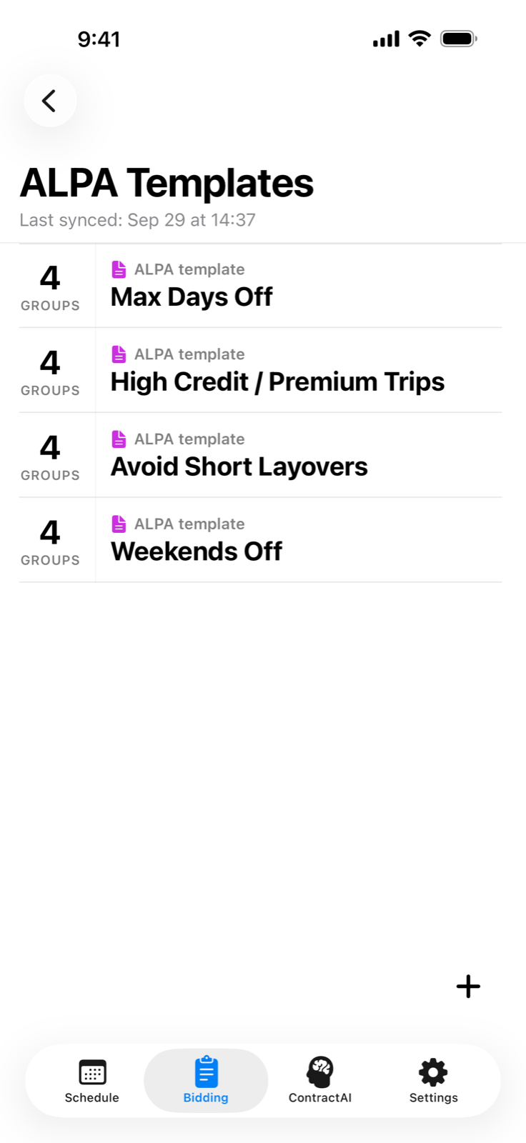 ALPA Templates list