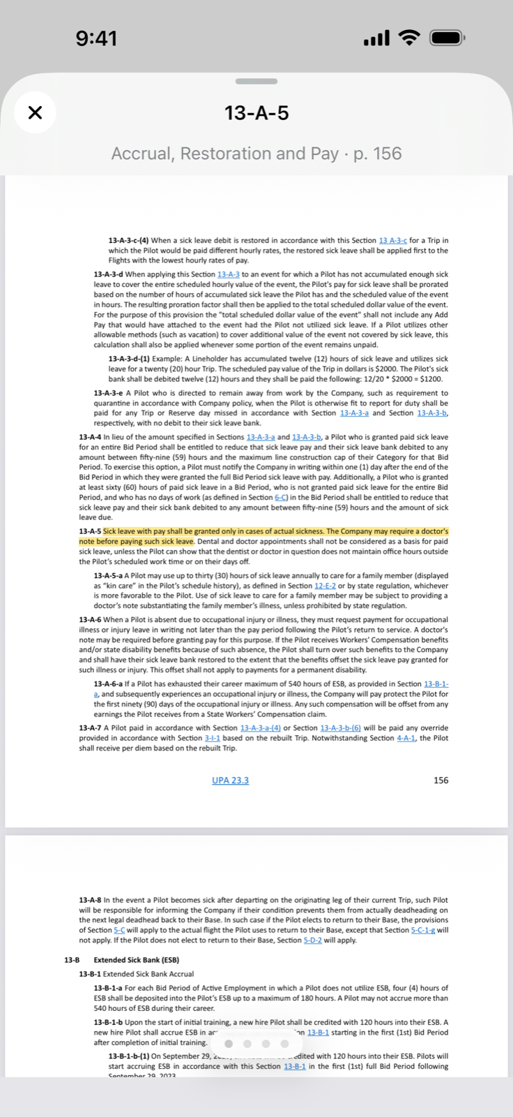 ContractAI opening a cited contract page with the quoted text highlighted