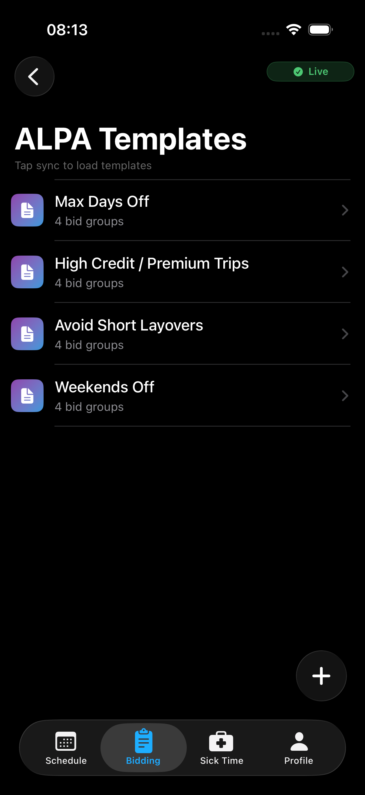 ALPA bid templates
