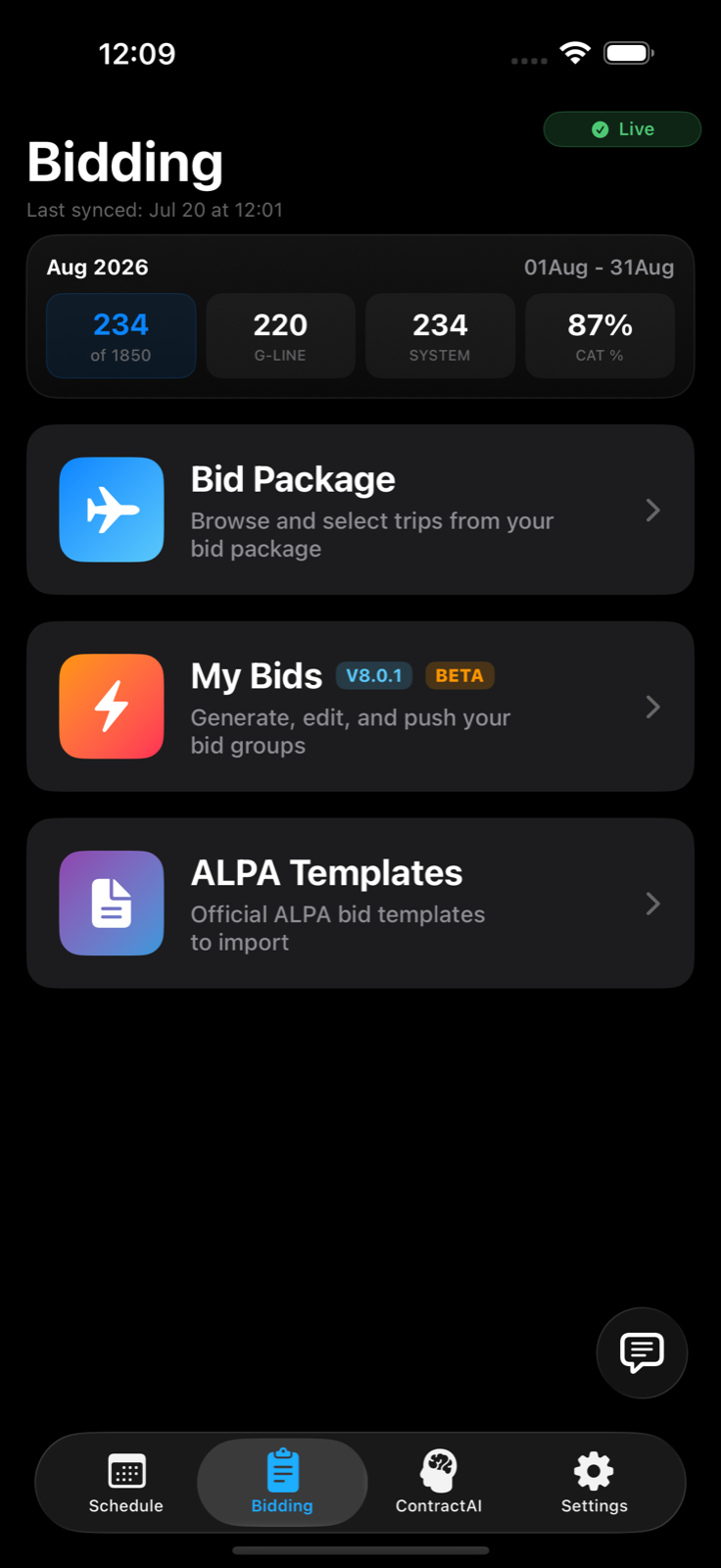 Bidding home in dark mode