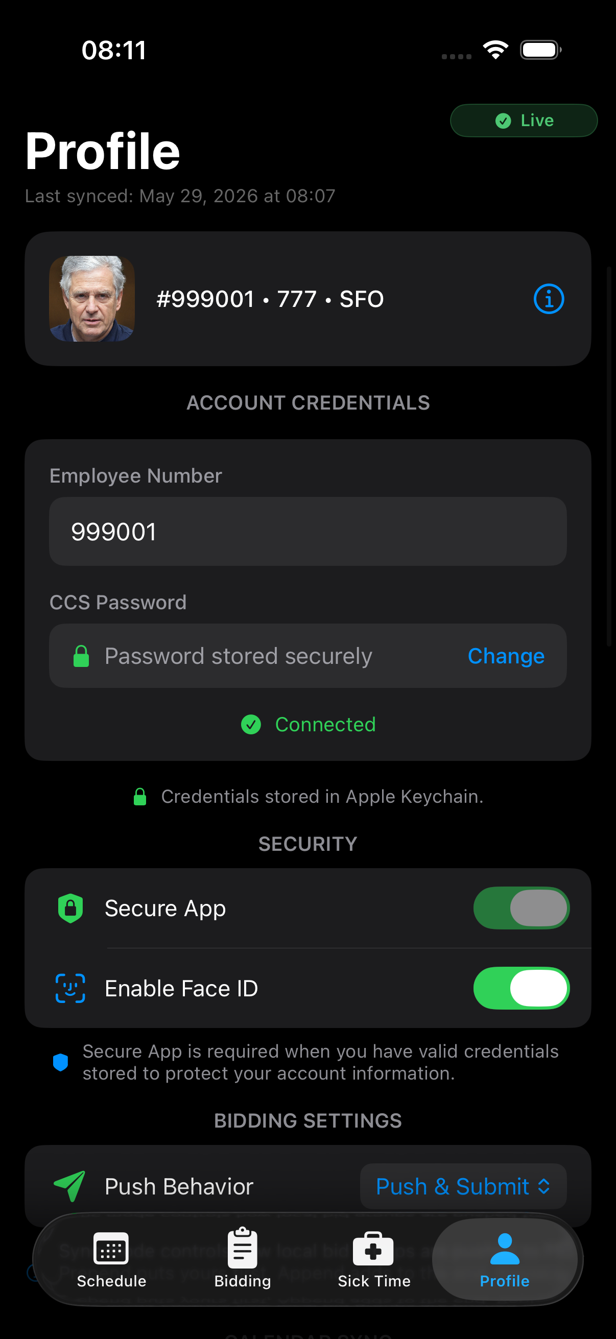 Account credentials and security