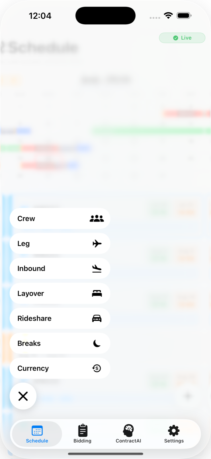 In-trip quick actions menu
