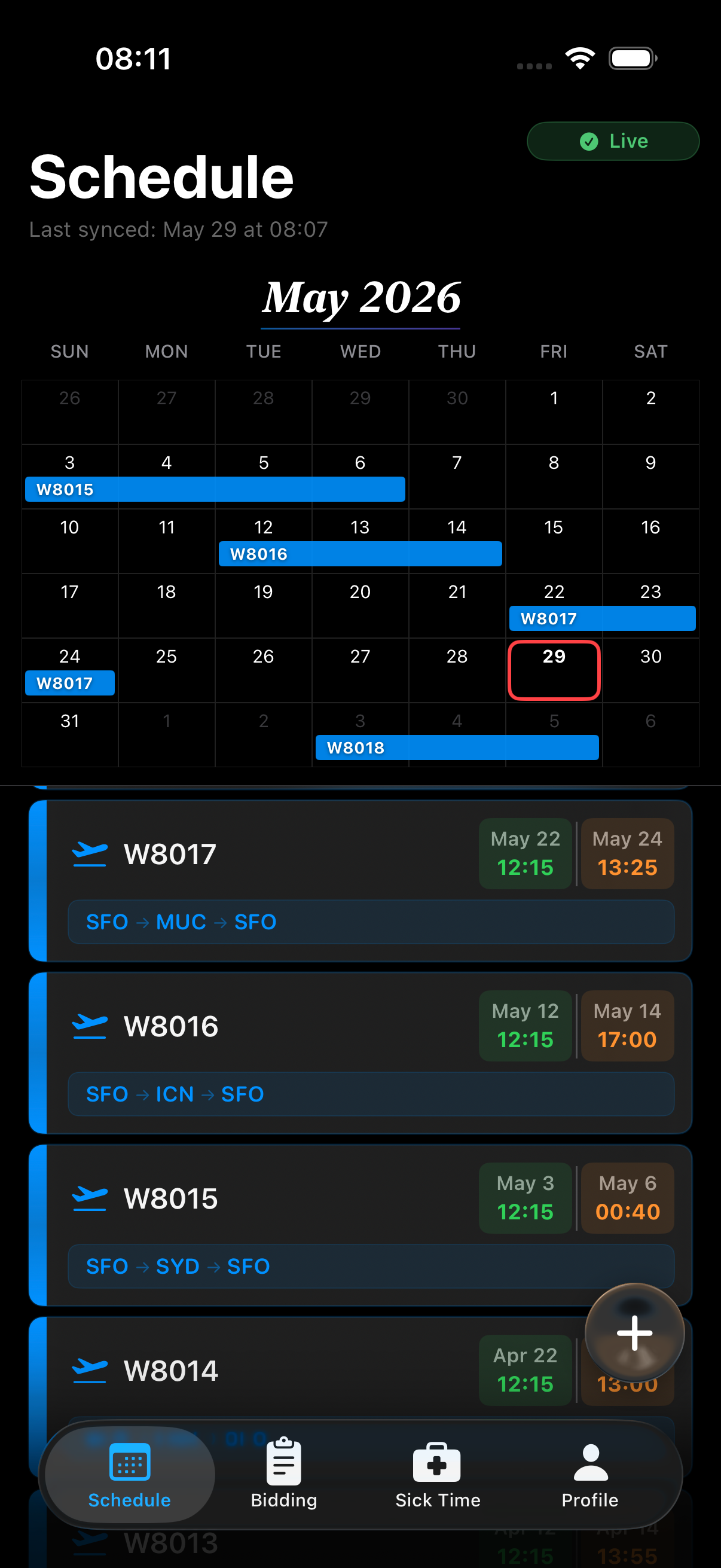 Full-month schedule view