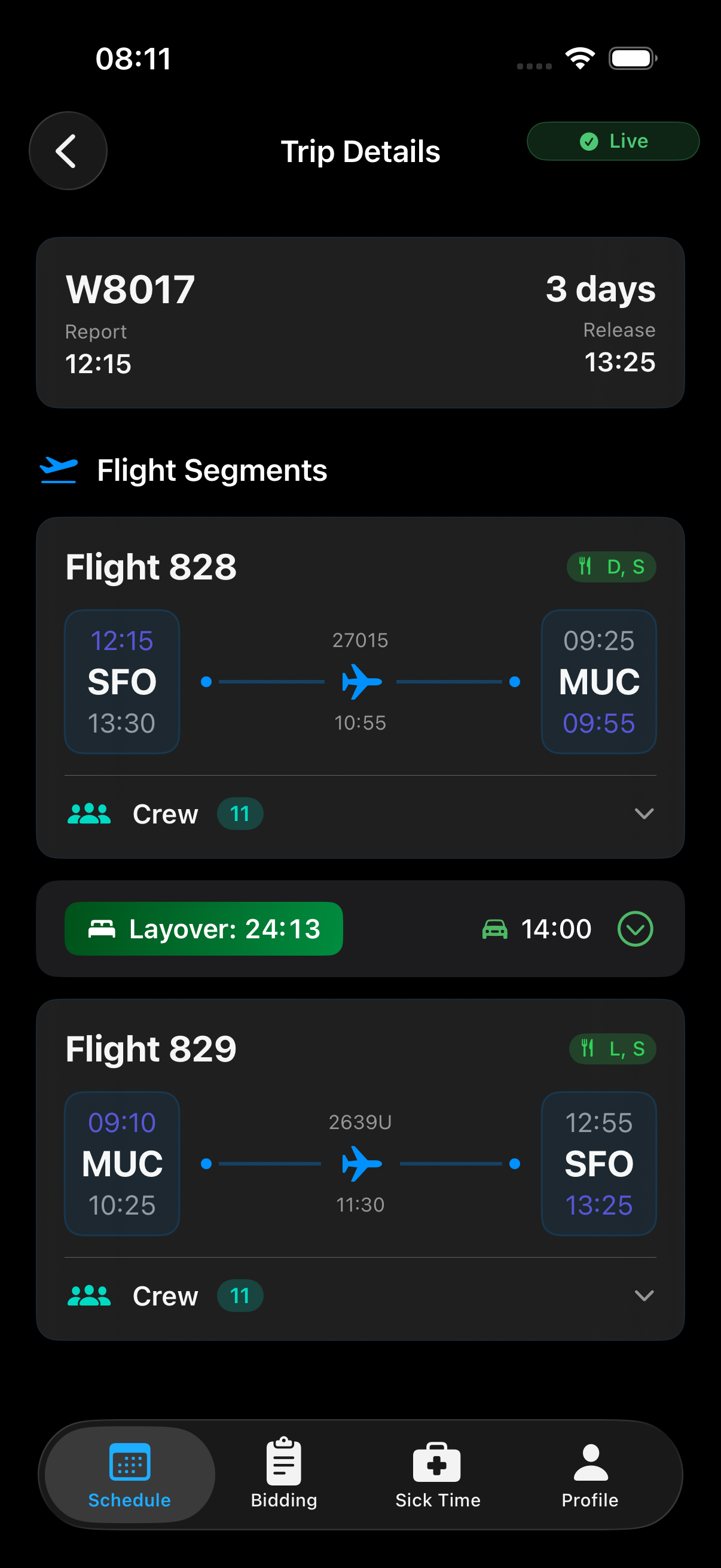 Trip flight segments