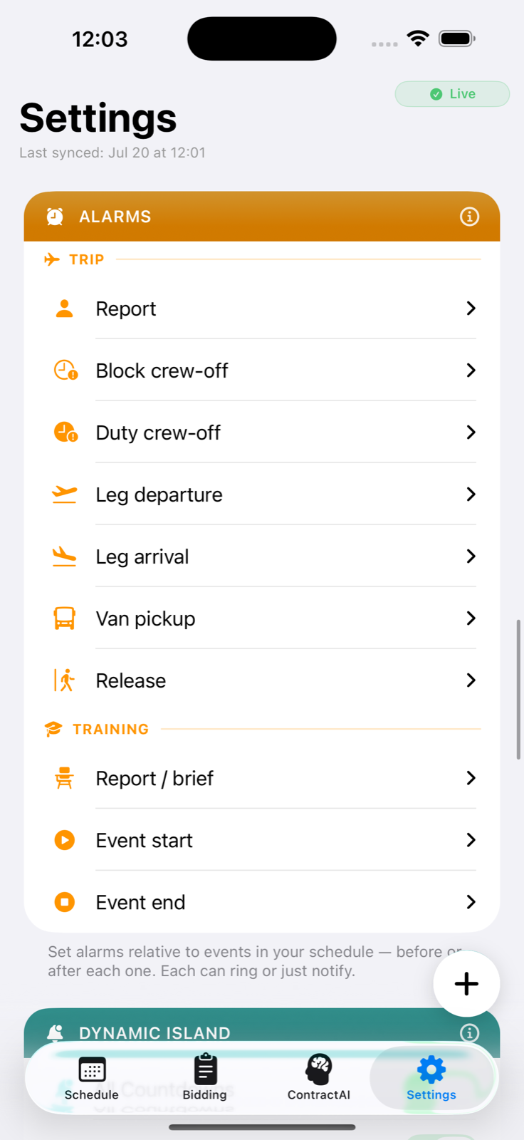 Automatic alarm settings