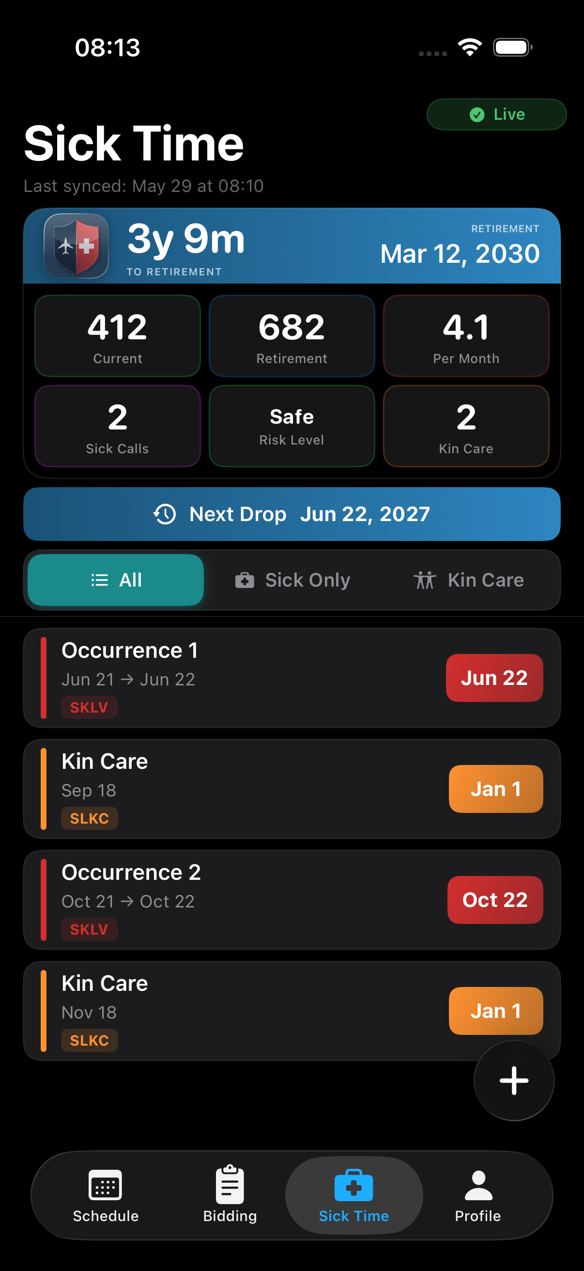 Sick Time dashboard