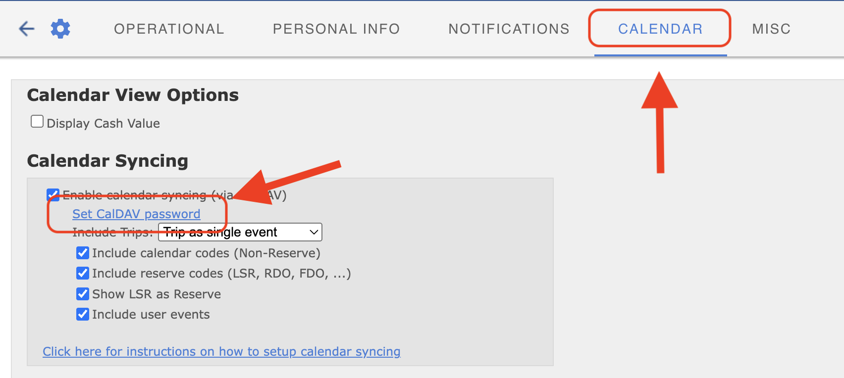 Step 3: Select Calendar